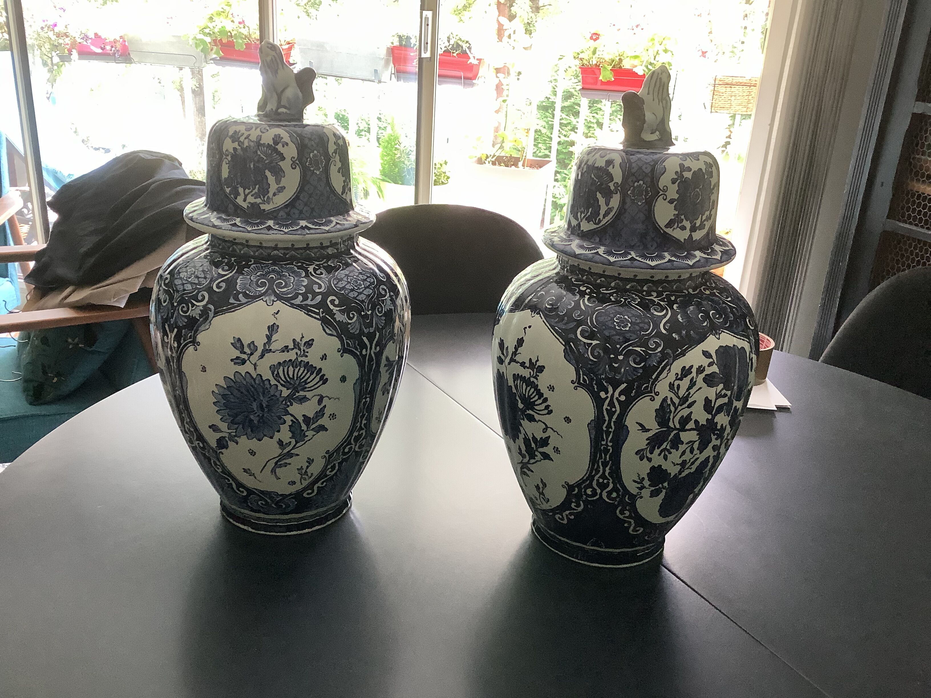 Pair potiches delfts by boch