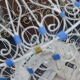Cage has birds vintage, in wood and metal, painted in blue and white