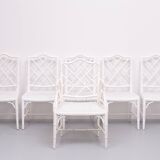 Chinese Chippendale Faux Bamboo Dining chairs set of 6