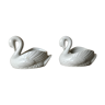 Pair of pots in swan-shaped earthenware