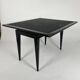 Art Deco Games Table in Black Lacquer, Red and Black Leather, France, 1930s