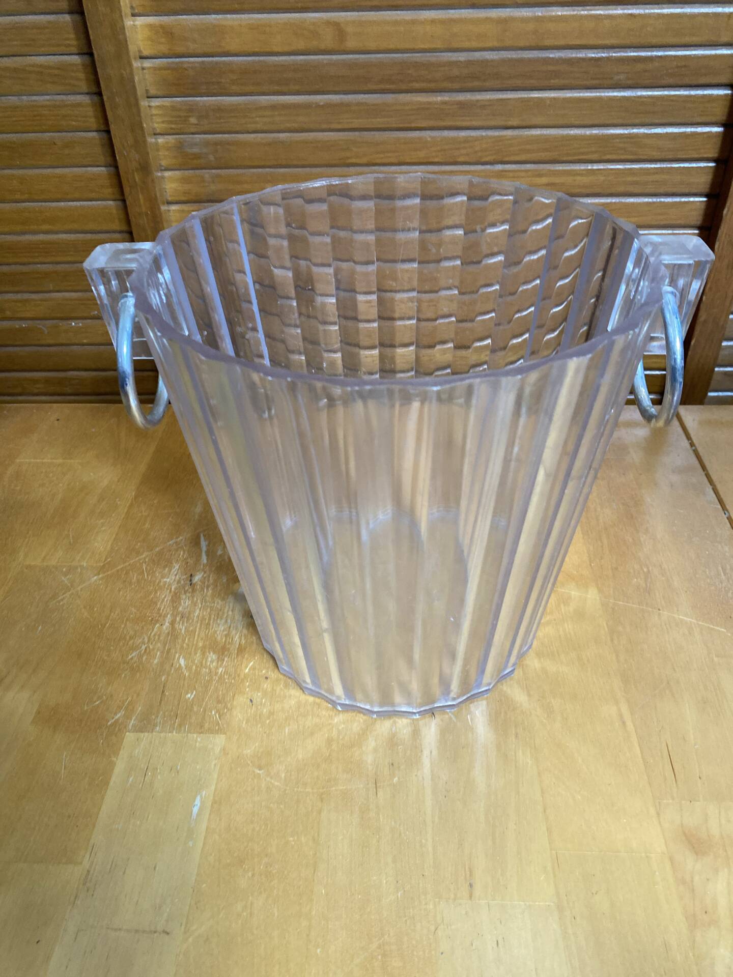 Vintage White Lucite Champagne Bucket FOUSSY Plexi + Metal Handles