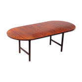 Table à manger ovale extensible drop-leaf, table de conférence en palissandre de rio brésilien de haute qualité