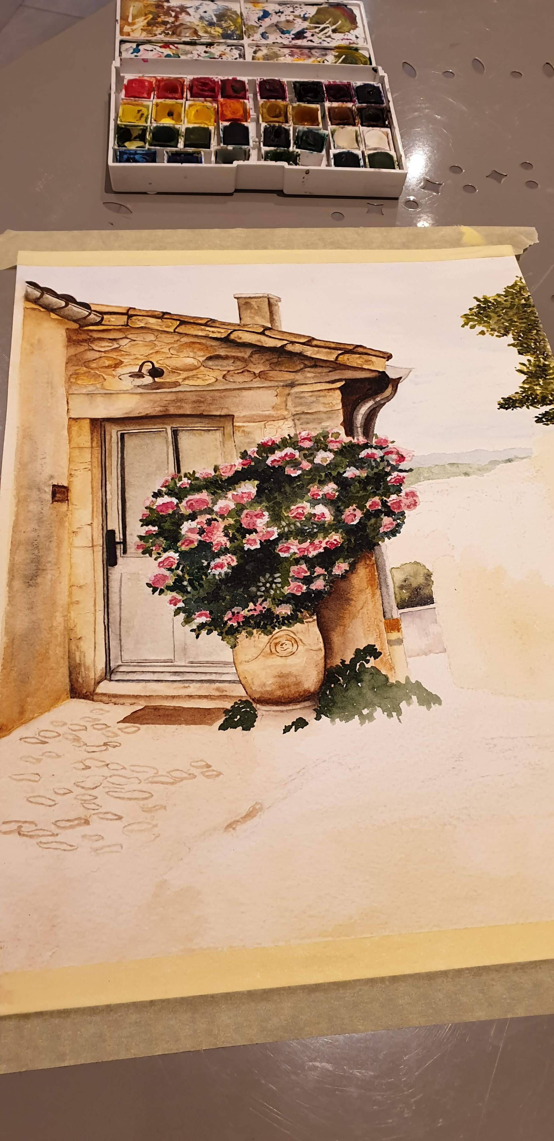 Fine art print of watercolor "Bormes-les-Mimosas"