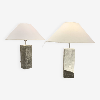 Pair Of Textured Aluminum Lamps