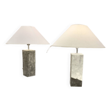 Paire De Lampes En Aluminium Texturé "