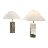 Pair Of Textured Aluminum Lamps