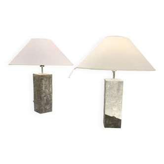 Paire De Lampes En Aluminium Texturé "