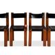 Pierre Chapo. Series of 8 "S11" chairs in elm and leather. 1960s-70s.