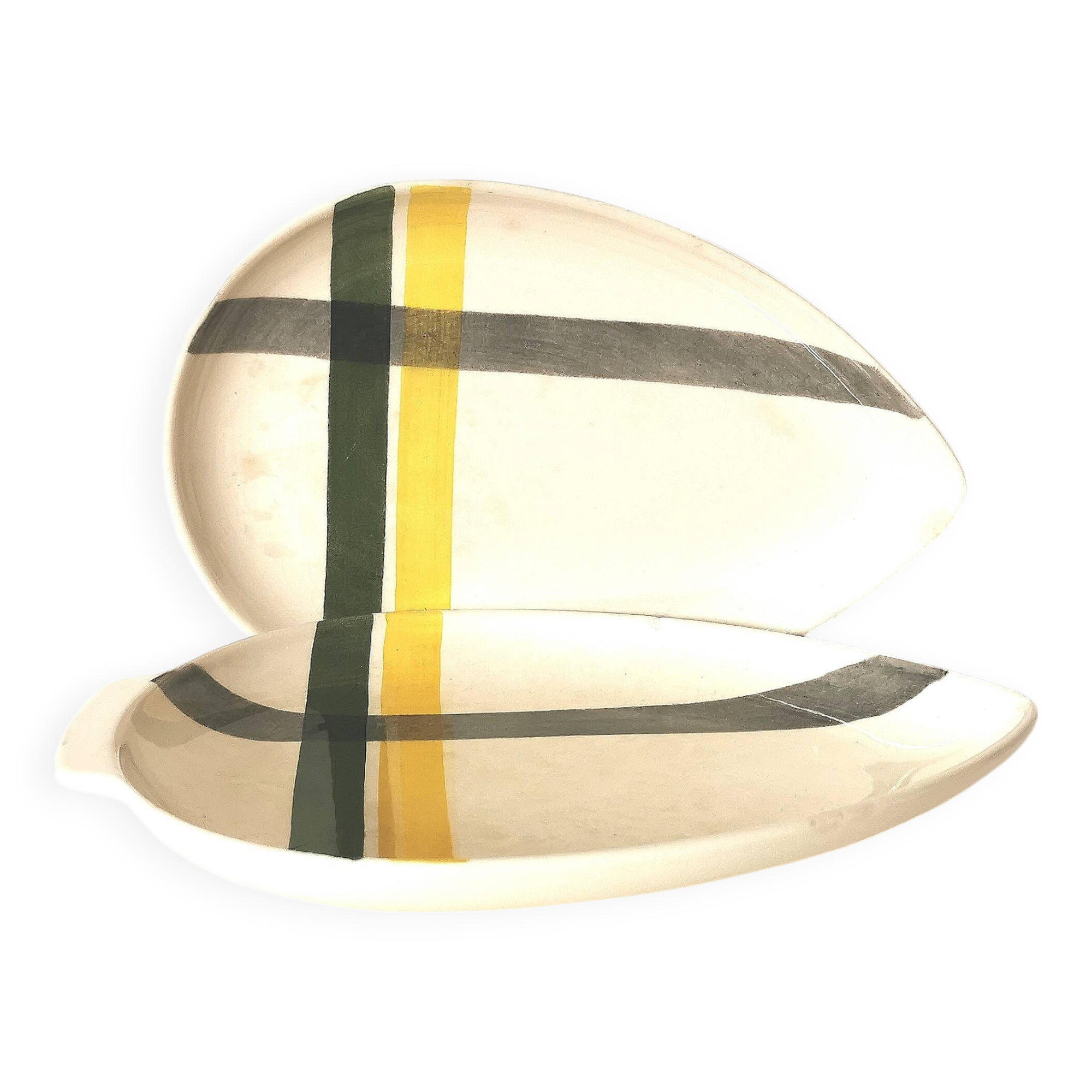 serving dish, tray, yellow and green butter dish