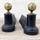 Chenets neoclassical cast iron and brass