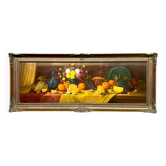 L.Maes. Nature morte aux fleurs et aux fruits. Grand format.