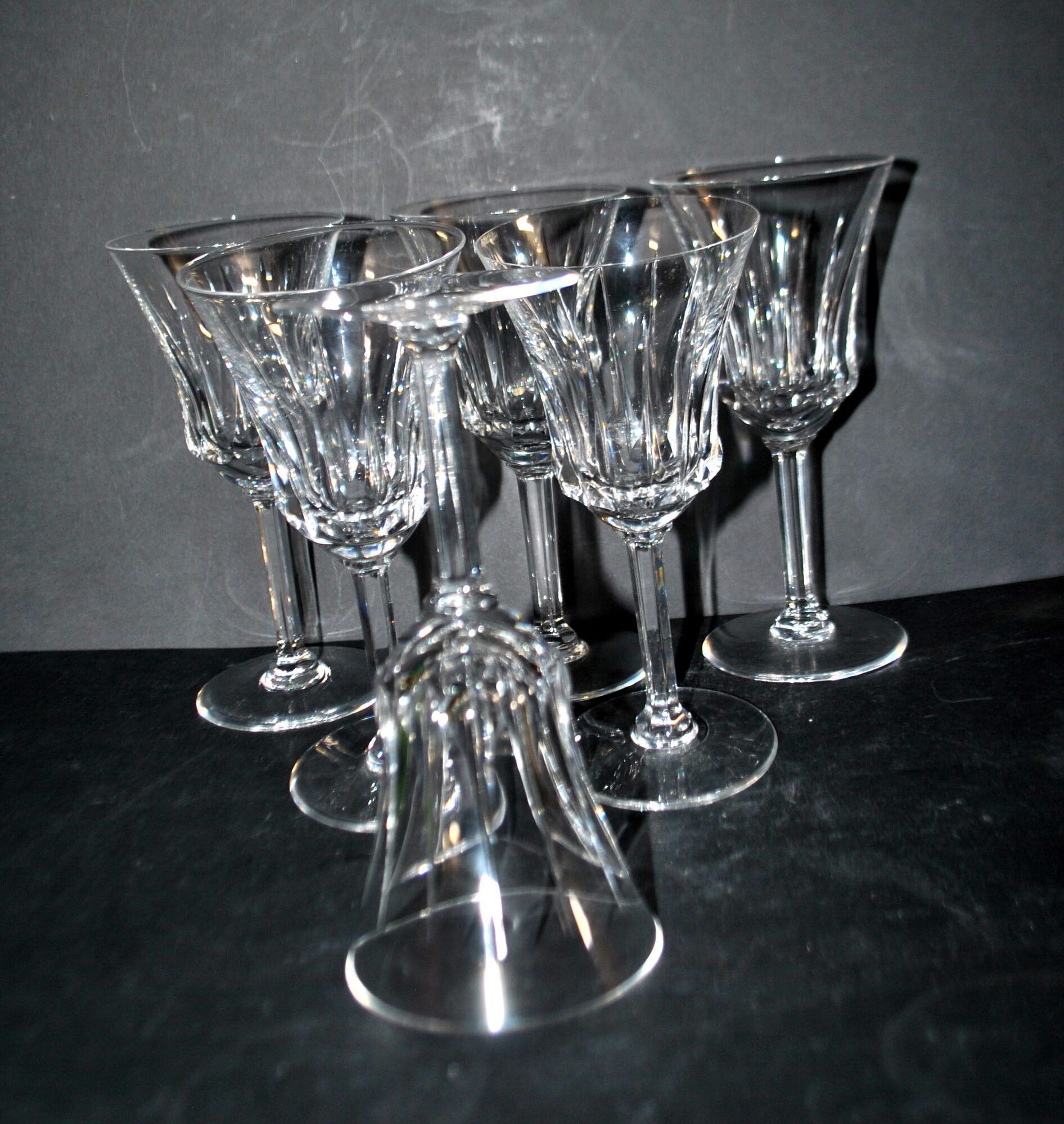 Set of 6 flared crystal wine glasses in Concorde Cerdagne style H15.2.