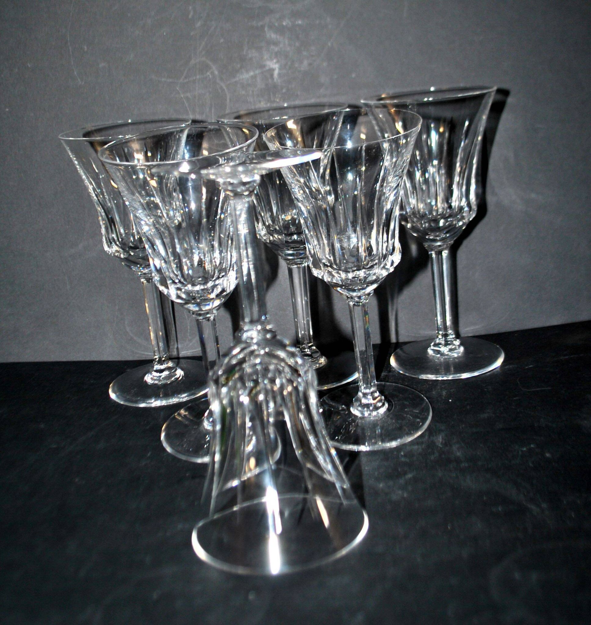 Set of 6 flared crystal wine glasses in Concorde Cerdagne style H15.2.