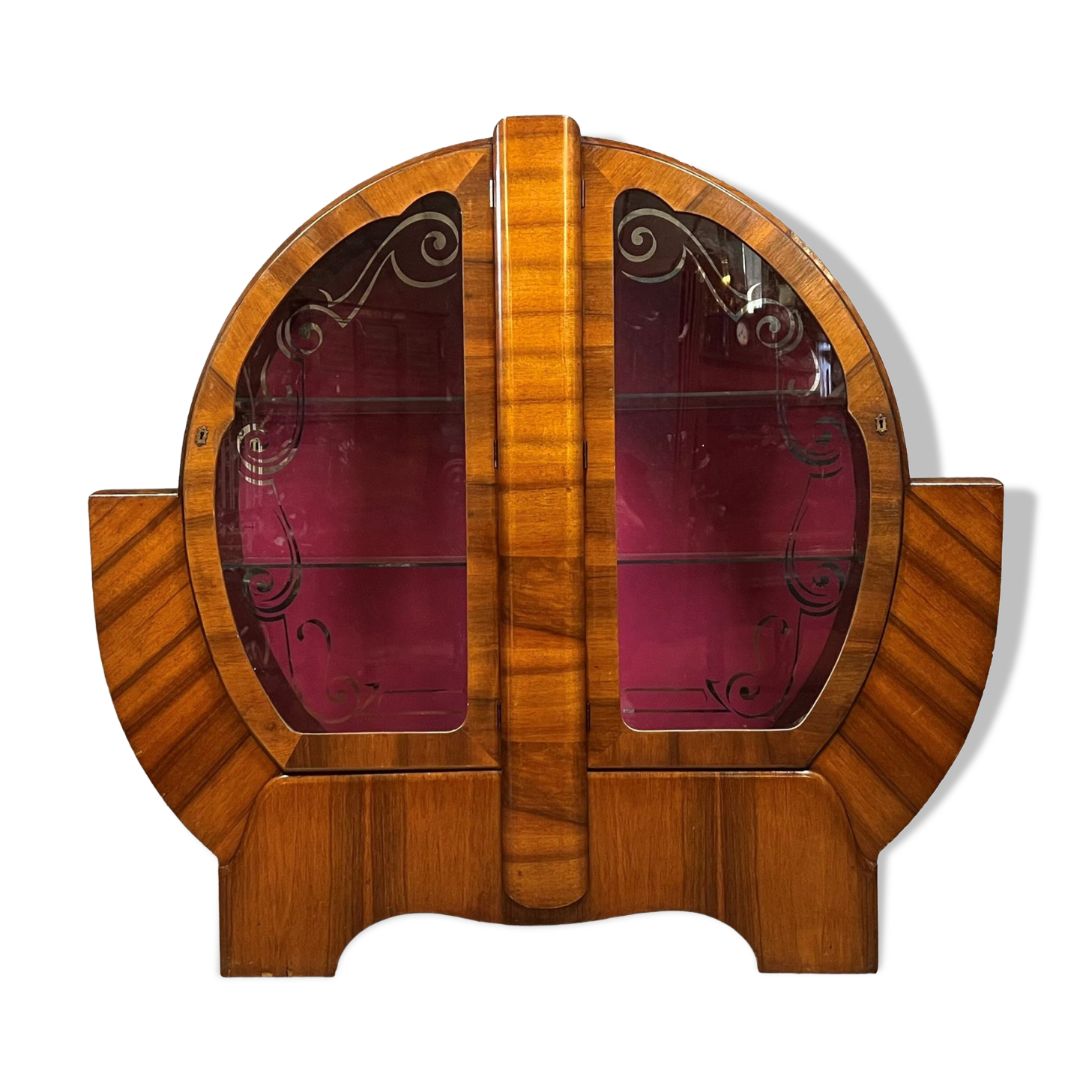 Superb English Art Deco window in walnut and bramble circa 1925