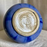 Grand vase Grés flammé bleu vintage 1930