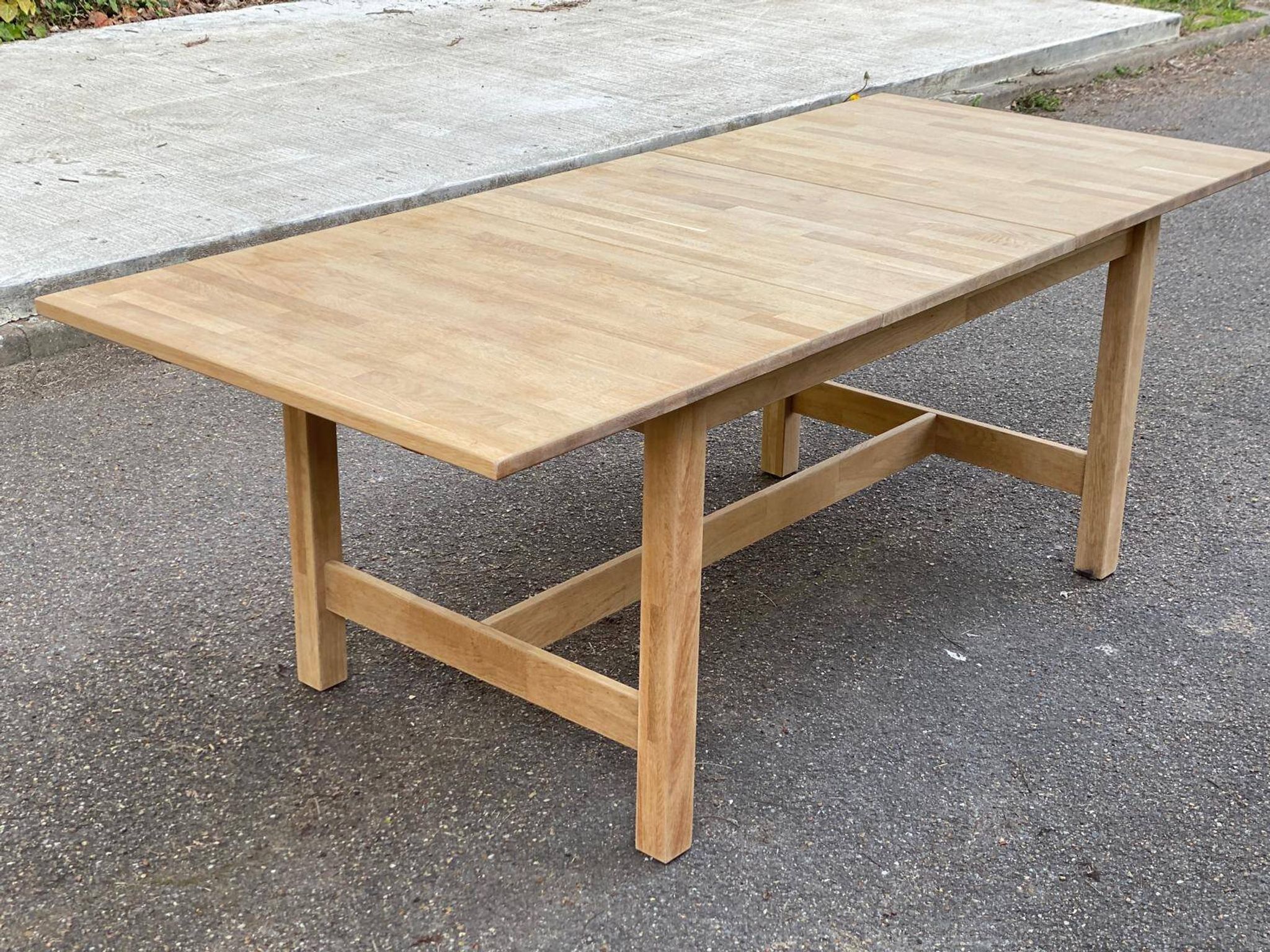 Table à manger scandinave rénovée en chêne 145-200cm