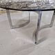 Table basse design Paul Legeard verre fumé et chrome