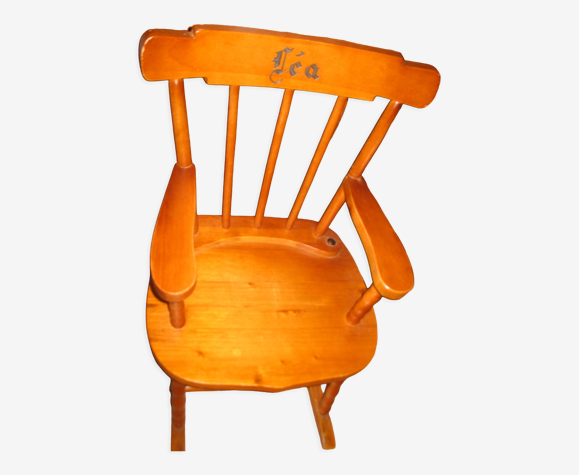 Chaise a bascule enfant en chene massif marquée lea