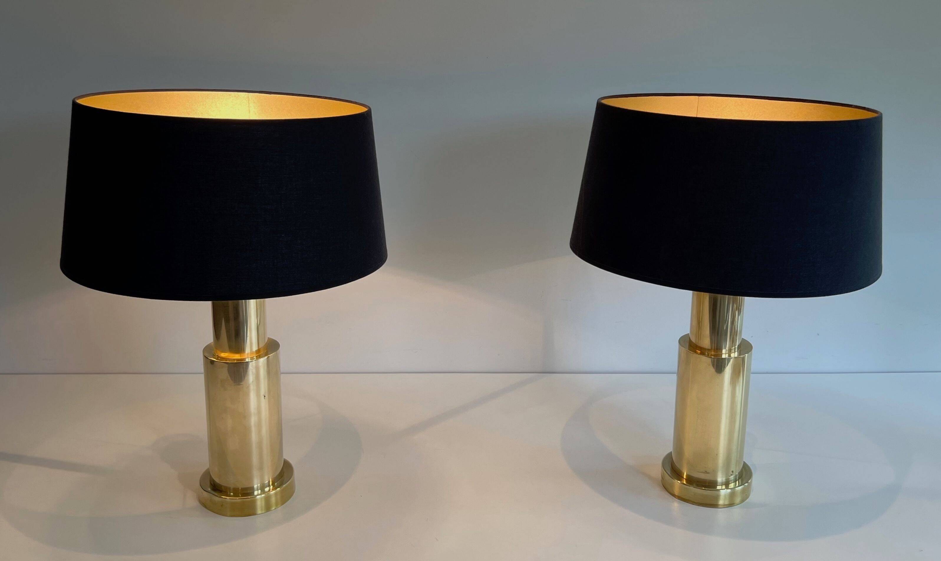 Paire de lampes modernistes en laiton