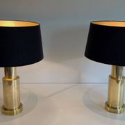 Pair of modernist brass lamps