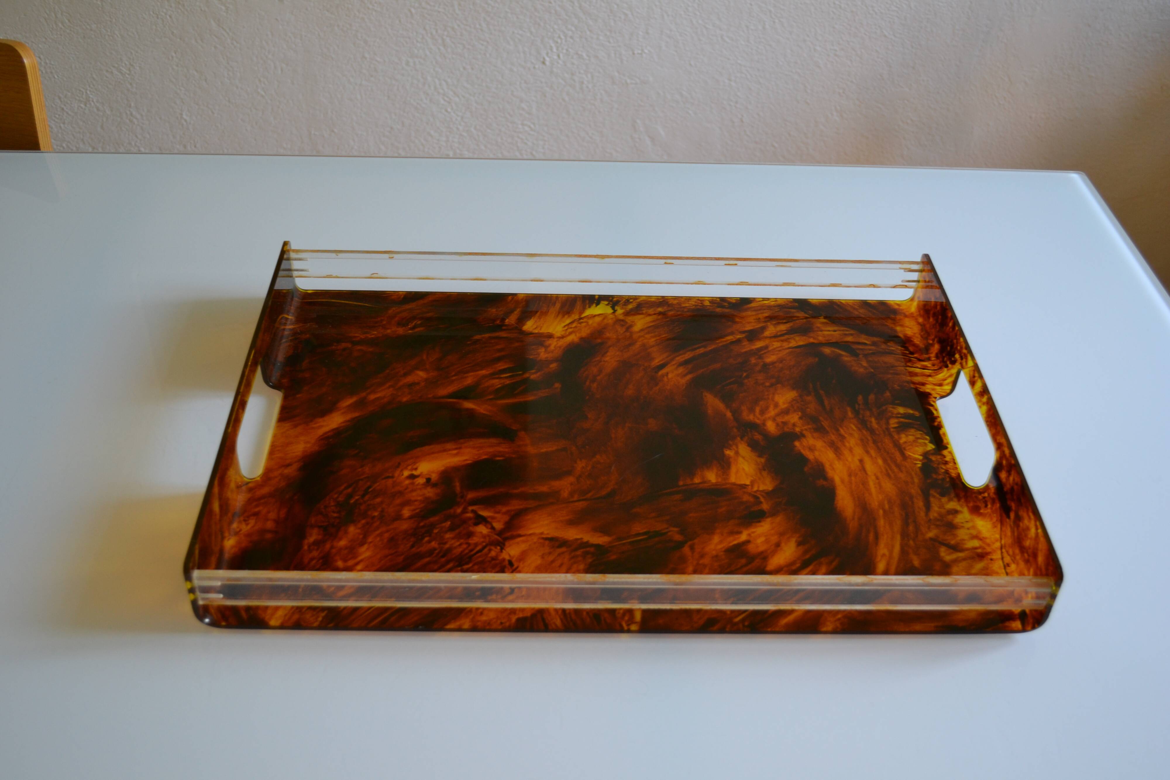 Acrylic plateau with tortoiseshell pattern Jansen Mercier Willy Rizzo