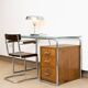 Cova Milano rationalist desk in walnut, tubular steel and glass, 1940s