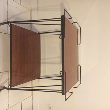 Desserte à roulettes vintage formica piétement Eiffel métal