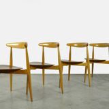 Chaises de salle à manger danoises « cœur » en hêtre et teck, FH4103, bz Hans J. Wegner pour Frity Hansen, années 1950