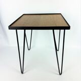 1950 oak and black metal side table