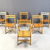 Chaises pliantes en bois du milieu du siècle, années 1950 - lot de 6