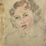 Portrait of a woman, 1950s/1960s. Watercolor and graphite on paper