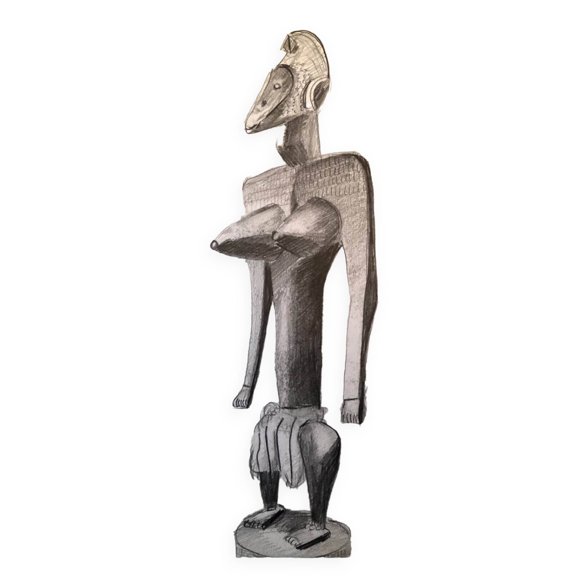 African Statuette Drawing