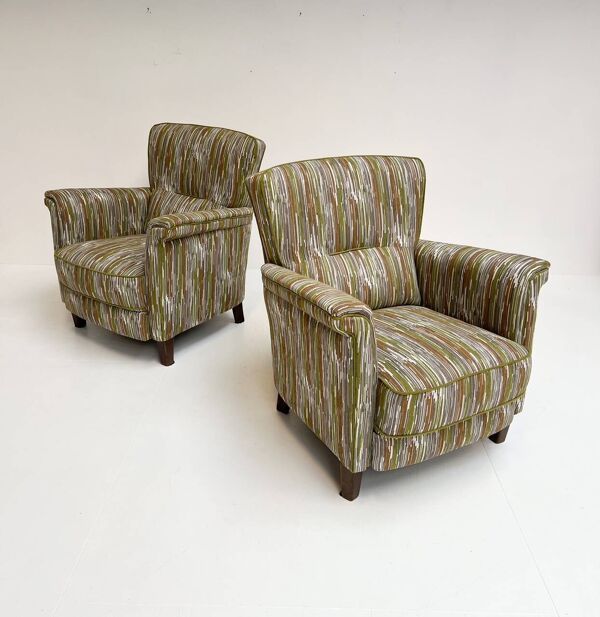 Fauteuil vintage retapissée, années 1960
