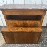 Louis-Philippe chest of drawers in burr walnut with pink marble – 19th century