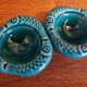 Set of 2 vintage green ceramic egg cups