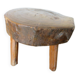 Brutalist tripod stool in solid wood 50s 60s