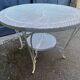 White lacquered perforated metal garden table circa 1950