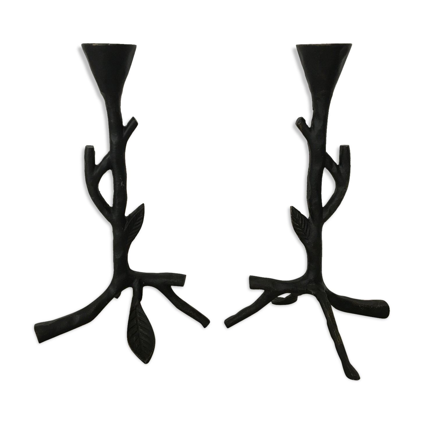 Pair of candle holders branch