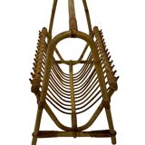 Vintage Rattan Magazine Basket Newspaper Rack 60s Rohe