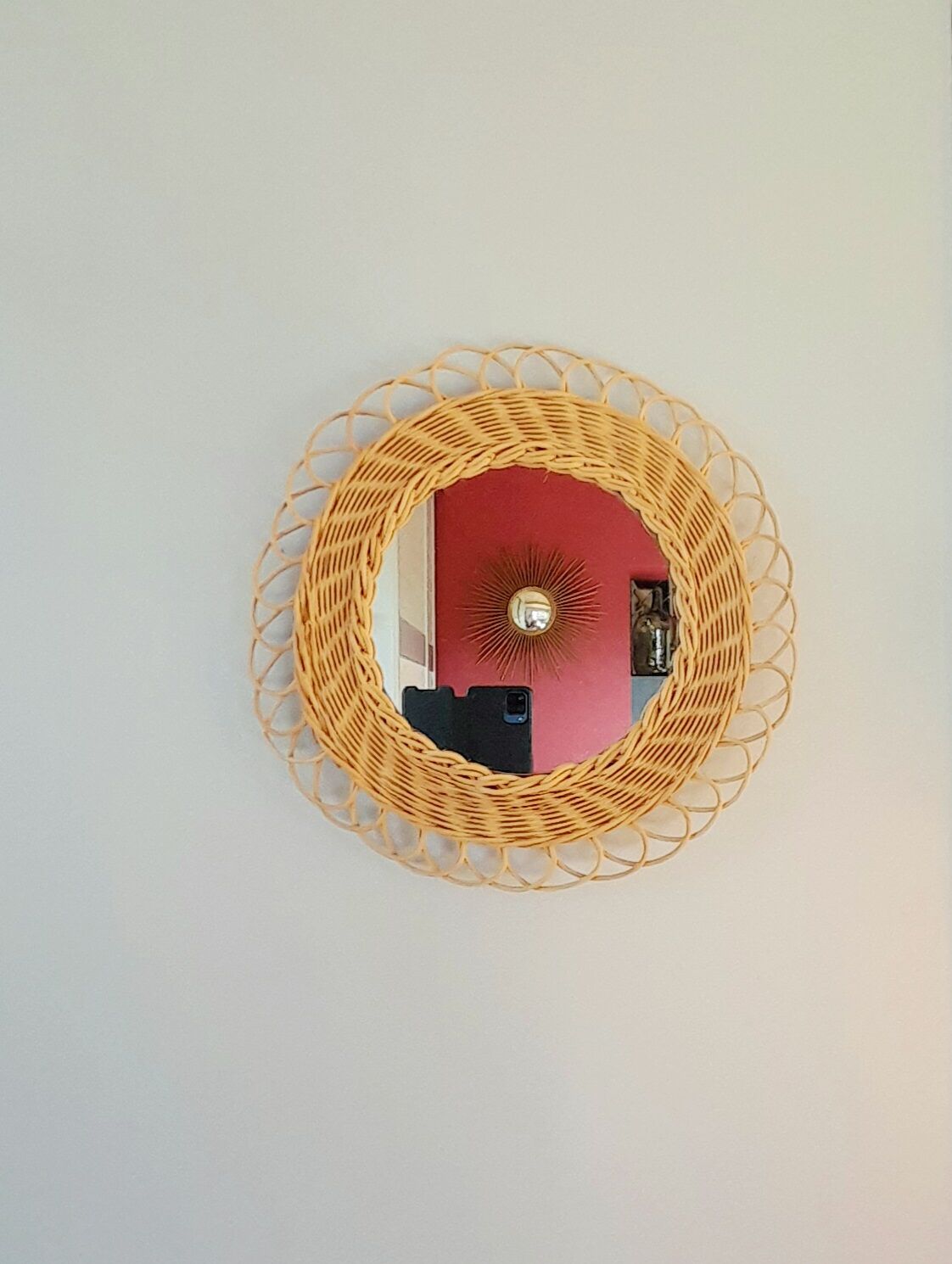 Braided wicker mirror
