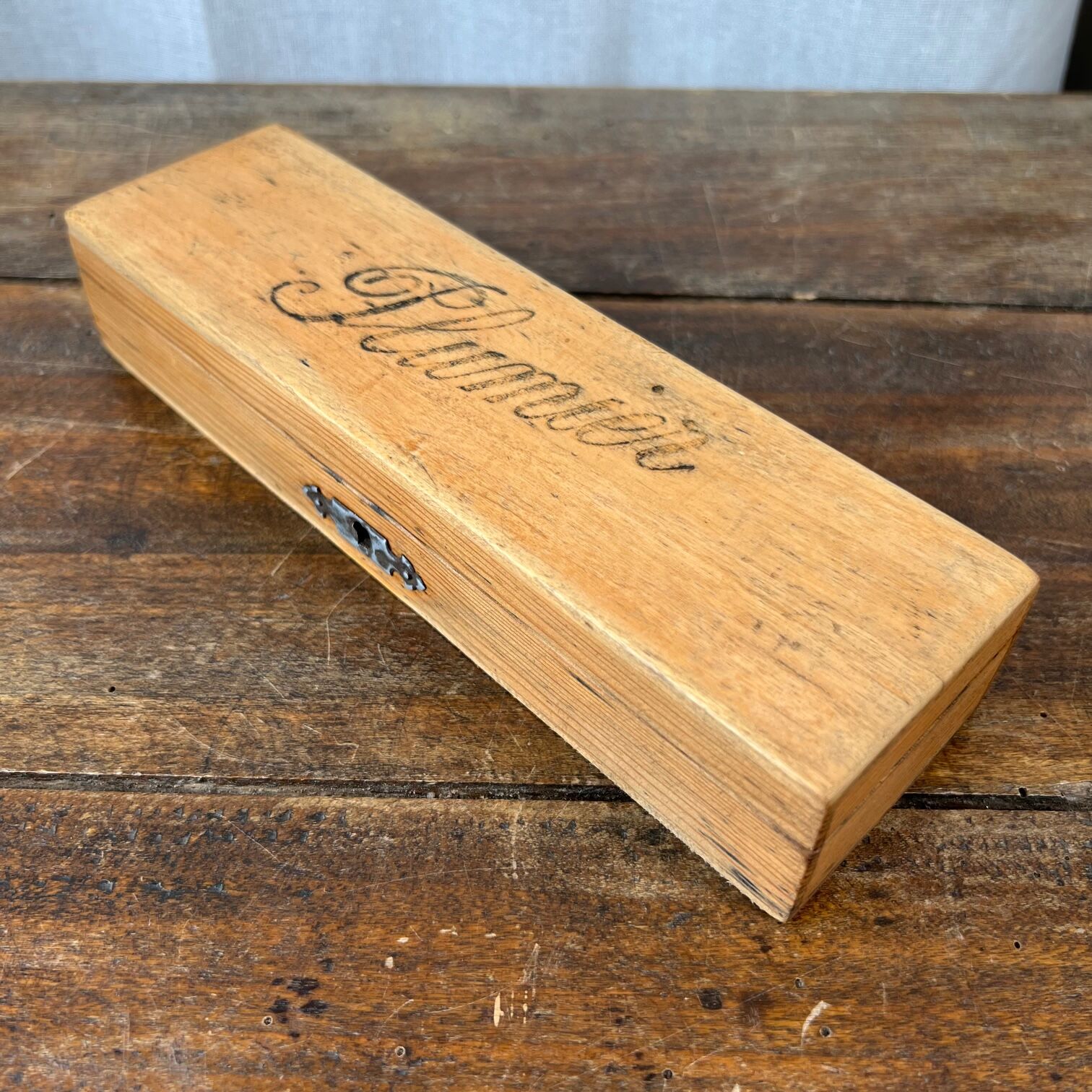 Old wooden pen tray
