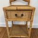 Antique rattan bedside table with vintage drawer