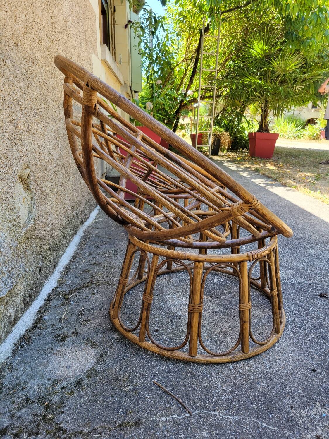 Pair of rattan armchairs or love seats from the 70s