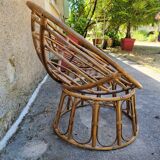 Paire de fauteuils en rotin  ou loveuses années 70