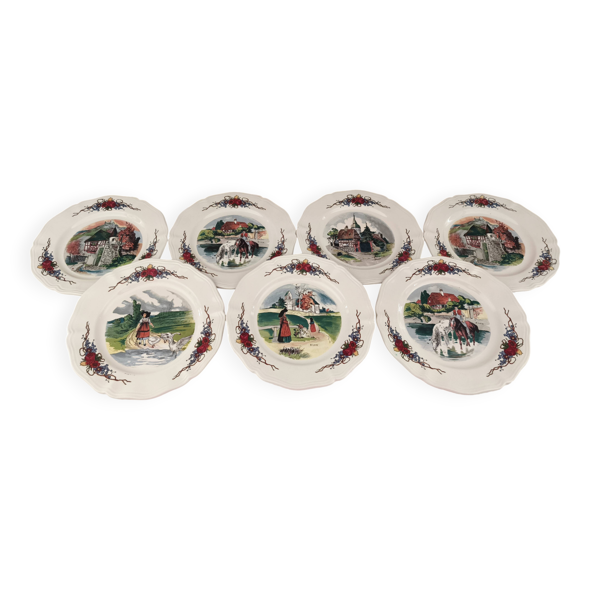 Lot de 7 assiettes à dessert Sarreguemines modèle Obernai