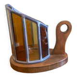 Wooden and stained glass candle holder