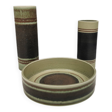 Trio of ceramics, consisting of two vases and a bowl/dish