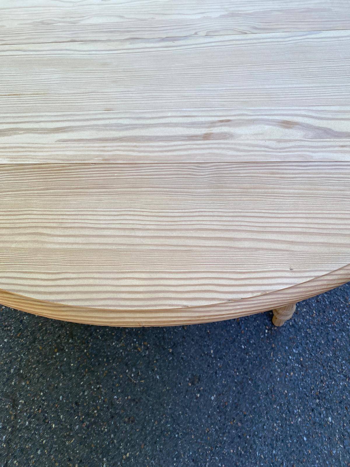 Louis Philippe extendable round dining table with shutters, renovated pine, 190cm