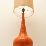Orange ceramic table lamp, France 1970s